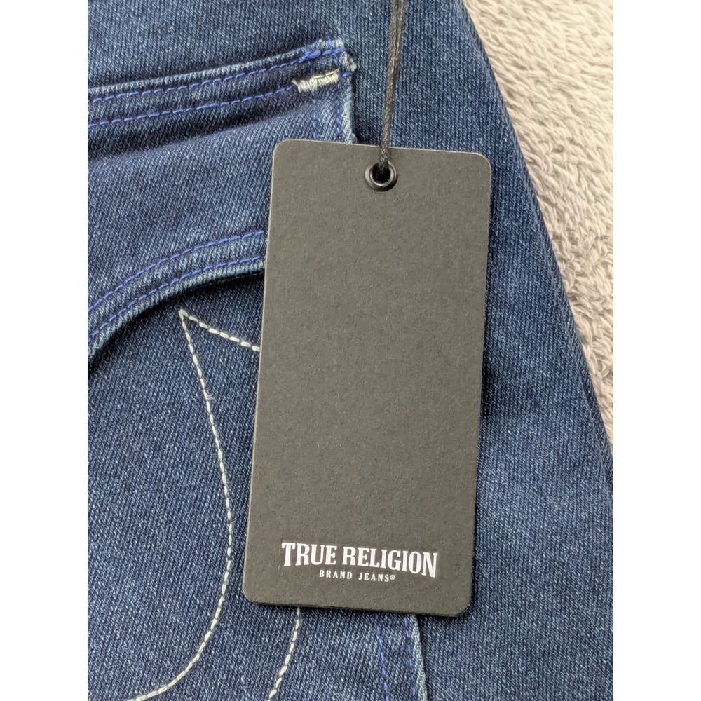 True Religion Rocco Relaxed Skinny Jeans Dark Scorched Wash Flap Pocket Mens 34 - Picture 13 of 15